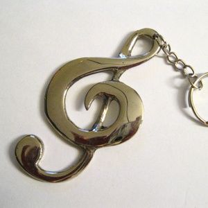 Treble Clef Music Musician Chrome Keyring
